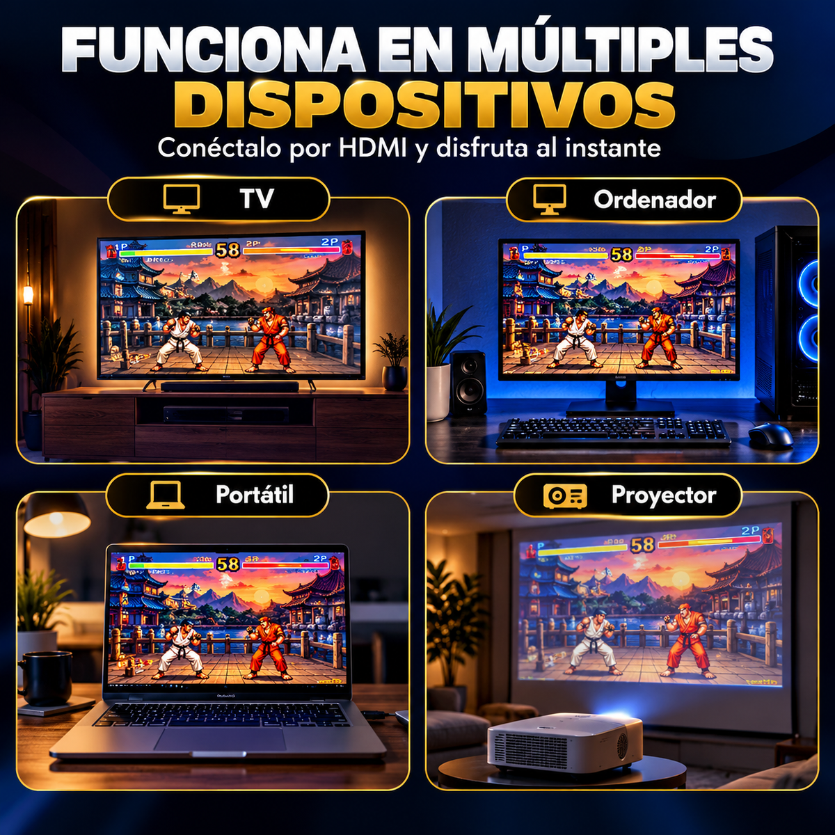 GameStick© – VideoGame Retrô con 20.000 Juegos + Mando inalámbrico extra Grátis
